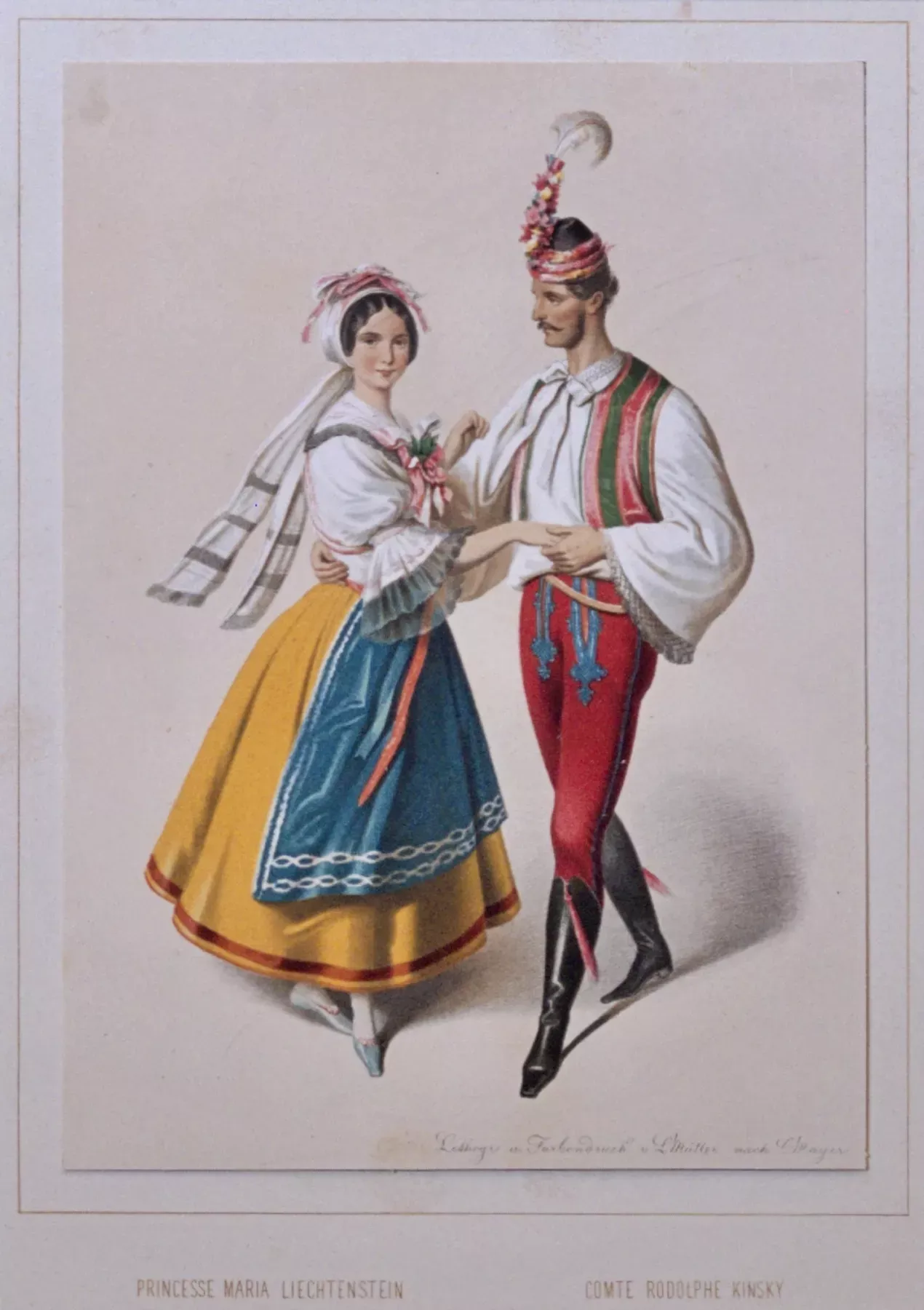 Marie princezna z Lichtenštejna a její manžel Rudolf Hrabě Kinský na vídeňském plese v kroji z Podluží