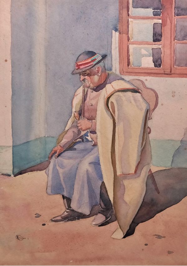 Karel Božek – Muž v halině na dvorku