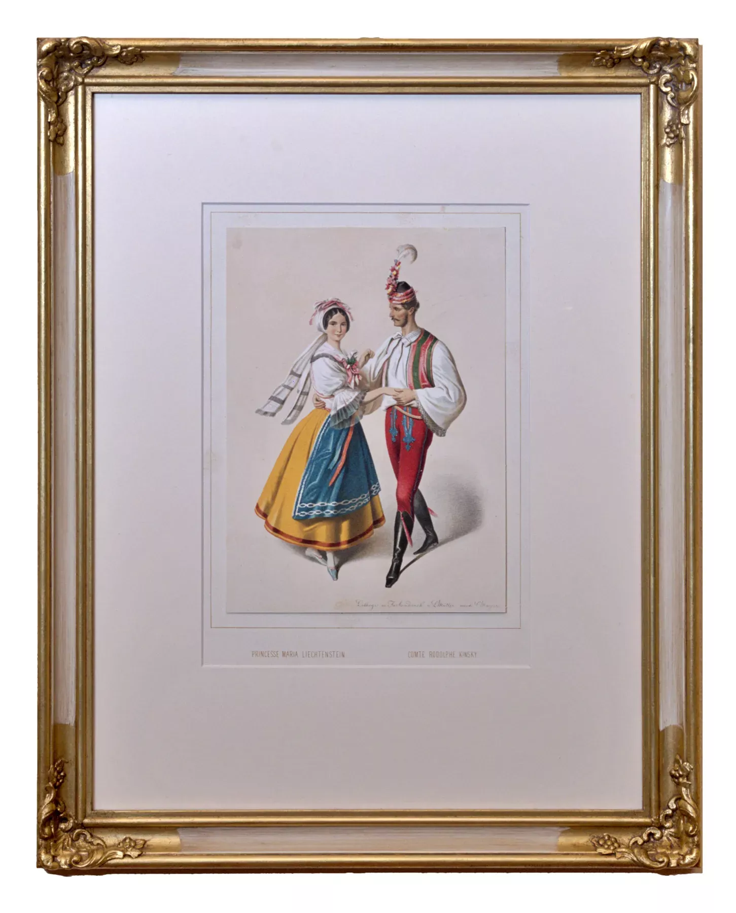 Marie princezna z Lichtenštejna a její manžel Rudolf Hrabě Kinský na vídeňském plese v kroji z Podluží