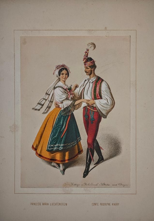 Marie princezna z Lichtenštejna a její manžel Rudolf Hrabě Kinský na vídeňském plese v kroji z Podluží