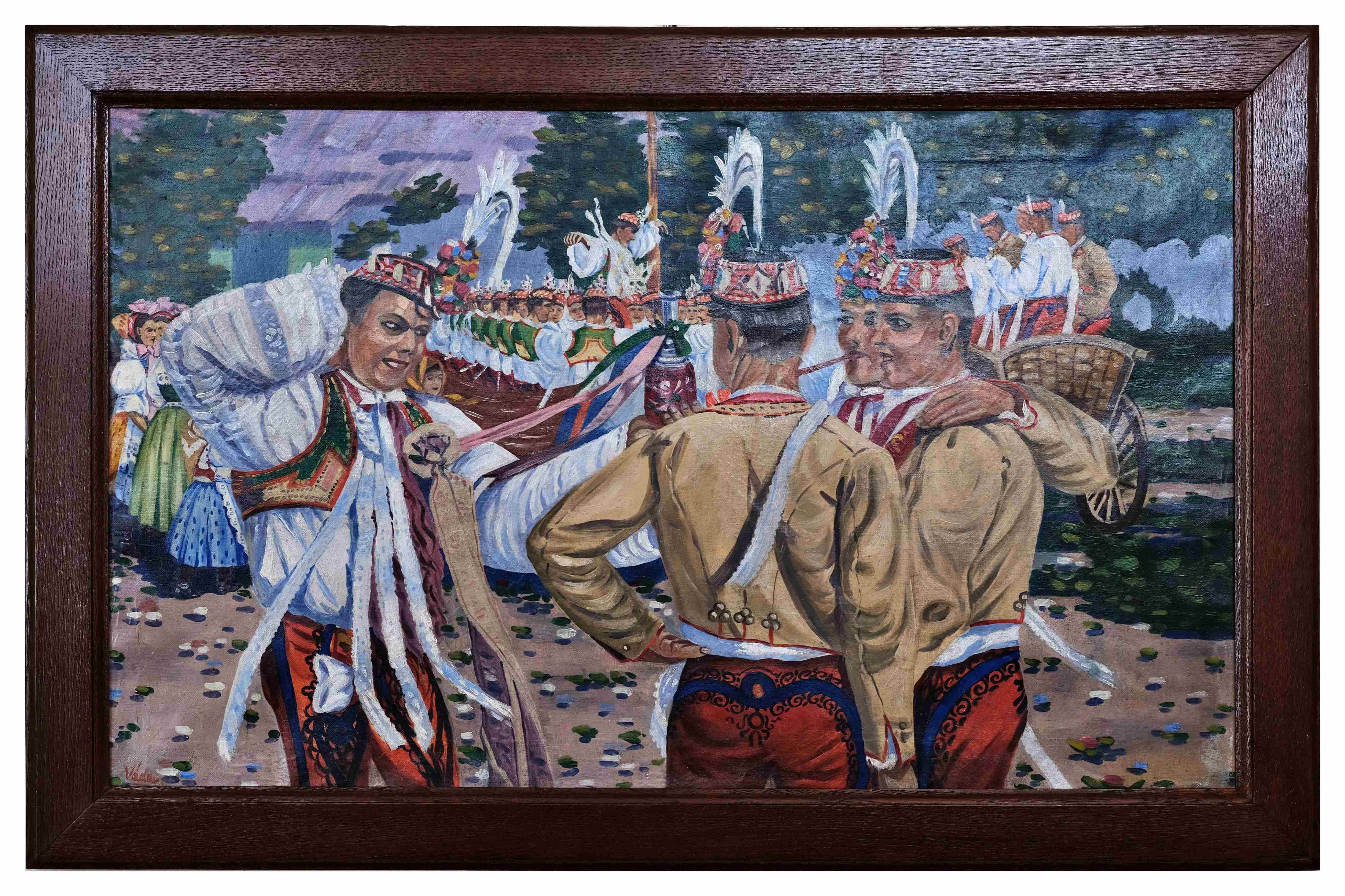 Signováno Václav – Kopie obrazu Antoše Frolky Hody v Lanžhotě